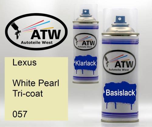 Lexus, White Pearl Tricoat, 057: 400ml Sprühdose + 400ml Klarlack - Set, von ATW Autoteile West.